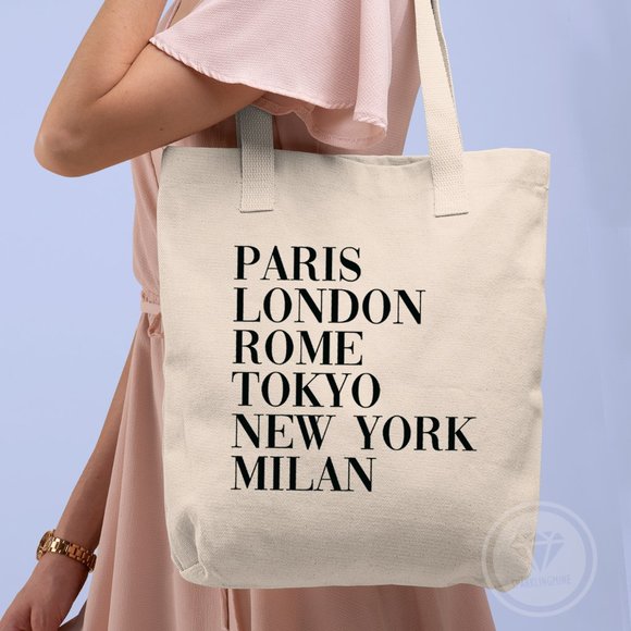 Paris London Fashion Cities Eco Friendly Tote Bag